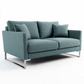 Sofa dwuosobowa w kolorze niebieskim z poduszkami 150 x 80 x 75cm